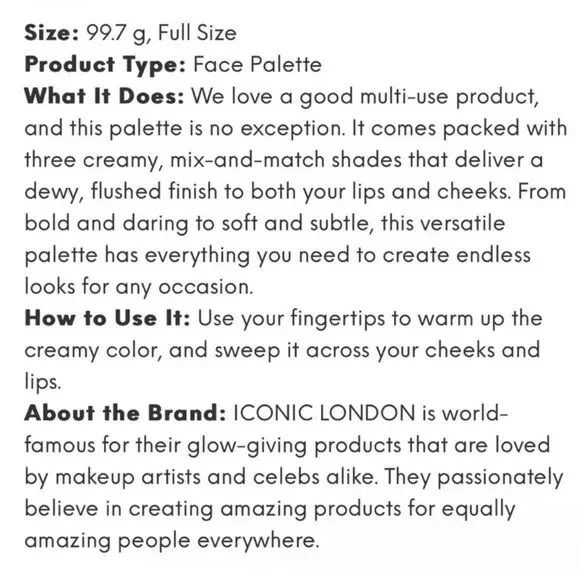 ICONIC LONDON Lip & Cheek Cream Trio 🪞 NEW Blush FULL SIZE - Picture 5 of 6